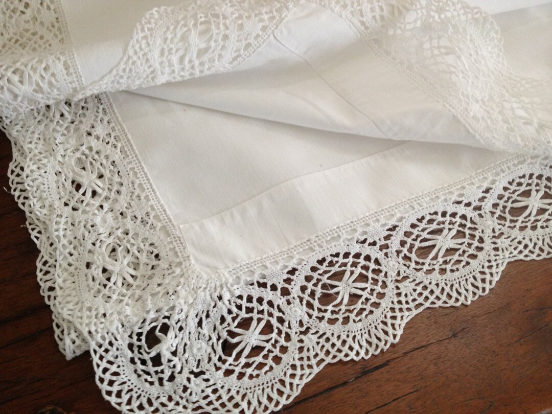 Lace Pillow Sham Coverlet, Batiste White Cotton Lace Bolster Pillow