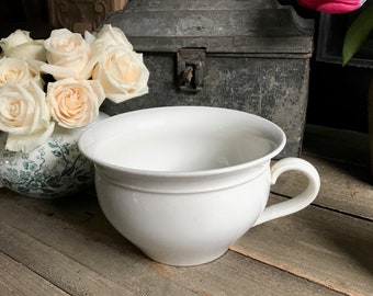 French White Ironstone Flower Pot, Chamber Pot, Hallmarked Hamage, Nord France