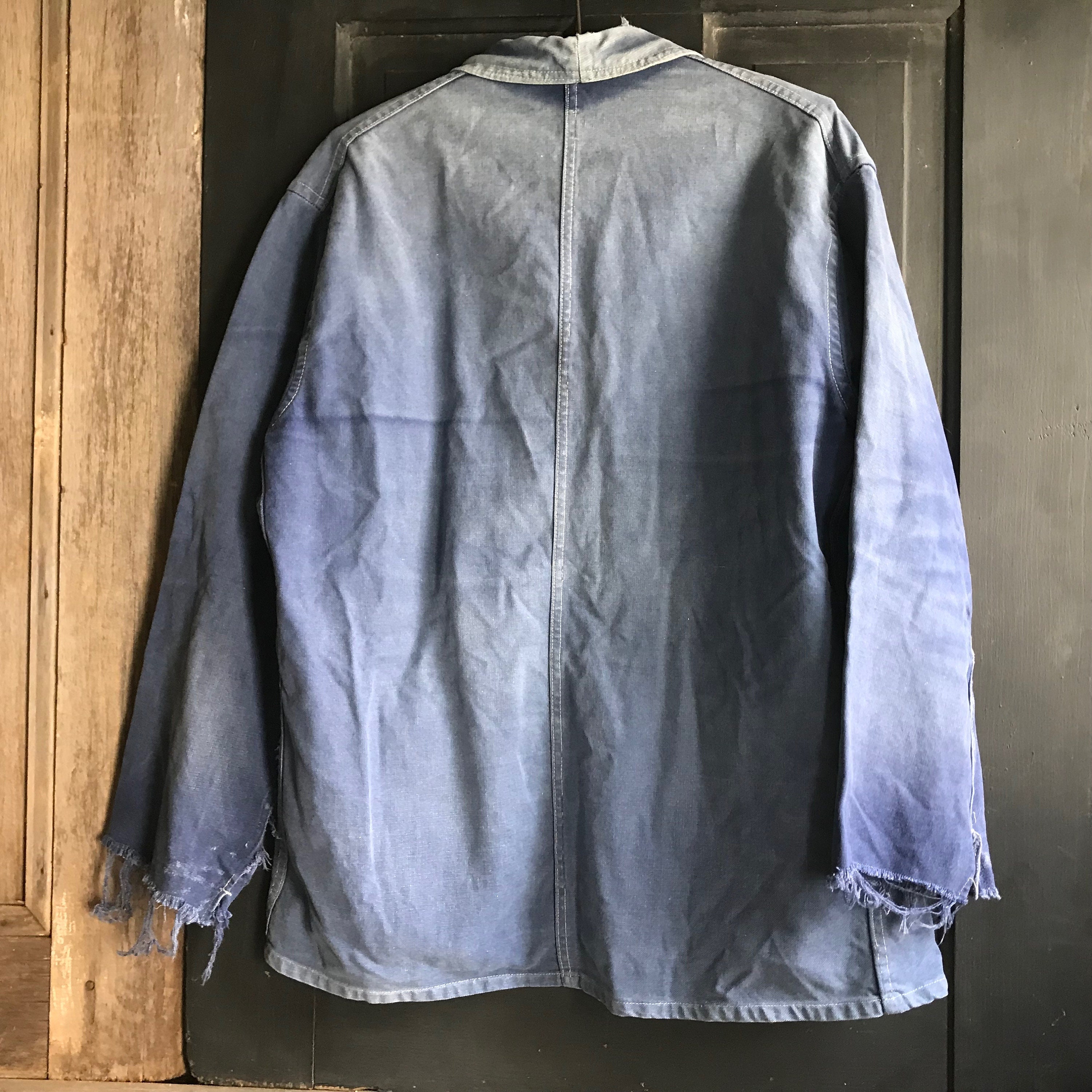 French Indigo Work Jacket, Bleu De Travail Coat, Denim, Worn