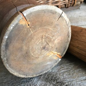 Antique Wood Mortar and Pestle, Handmade Primitive, Rustic French Country Farmhouse image 3