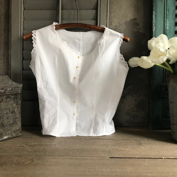 French White Linen Cache Corset, Camisole, Bodice… - image 6