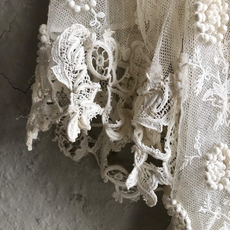 French Edwardian Lace Blouse, Lace Bodice, Embroidery Work, Period Clothing, Restoration Project image 10