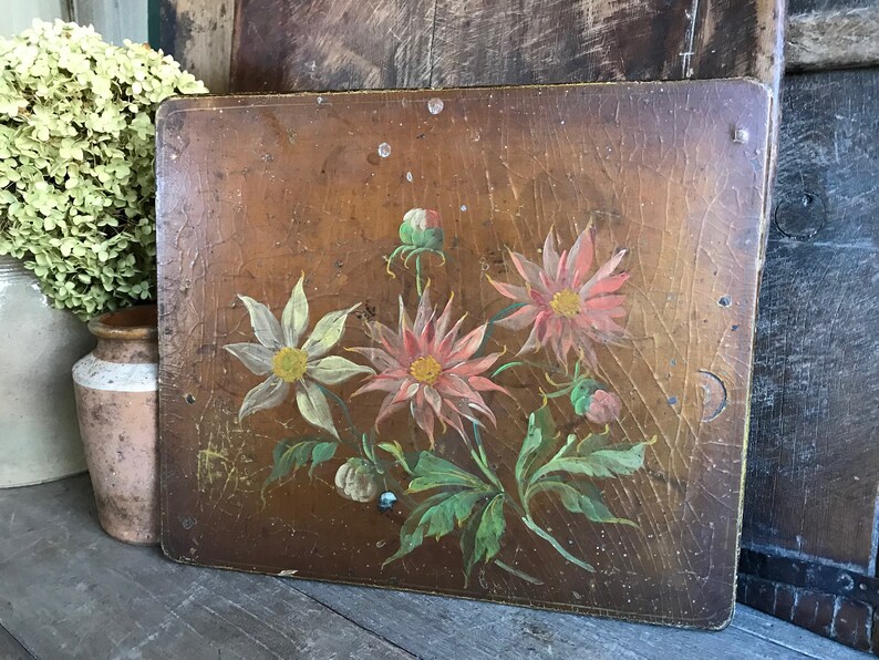French Floral Oil shops Painting on Board, ca Early 1900s