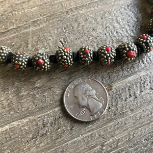 Tribal Beaded Necklace, Red Coral Cabochons, Trade Beads, Handmade, KH image 8