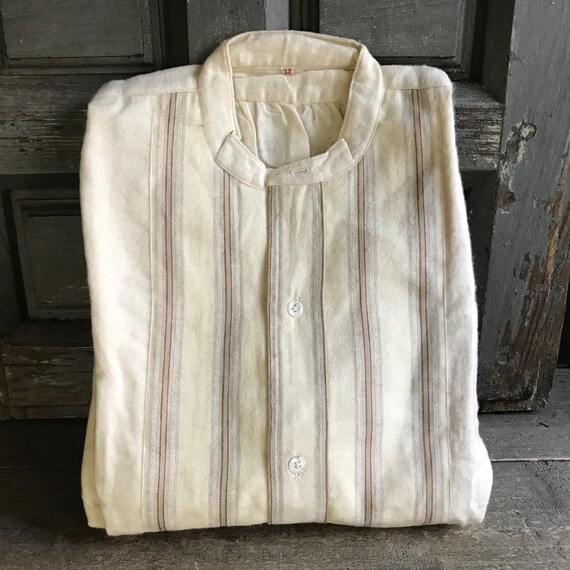 French Striped Shirt, Brushed Cotton Chemise, Nig… - image 7