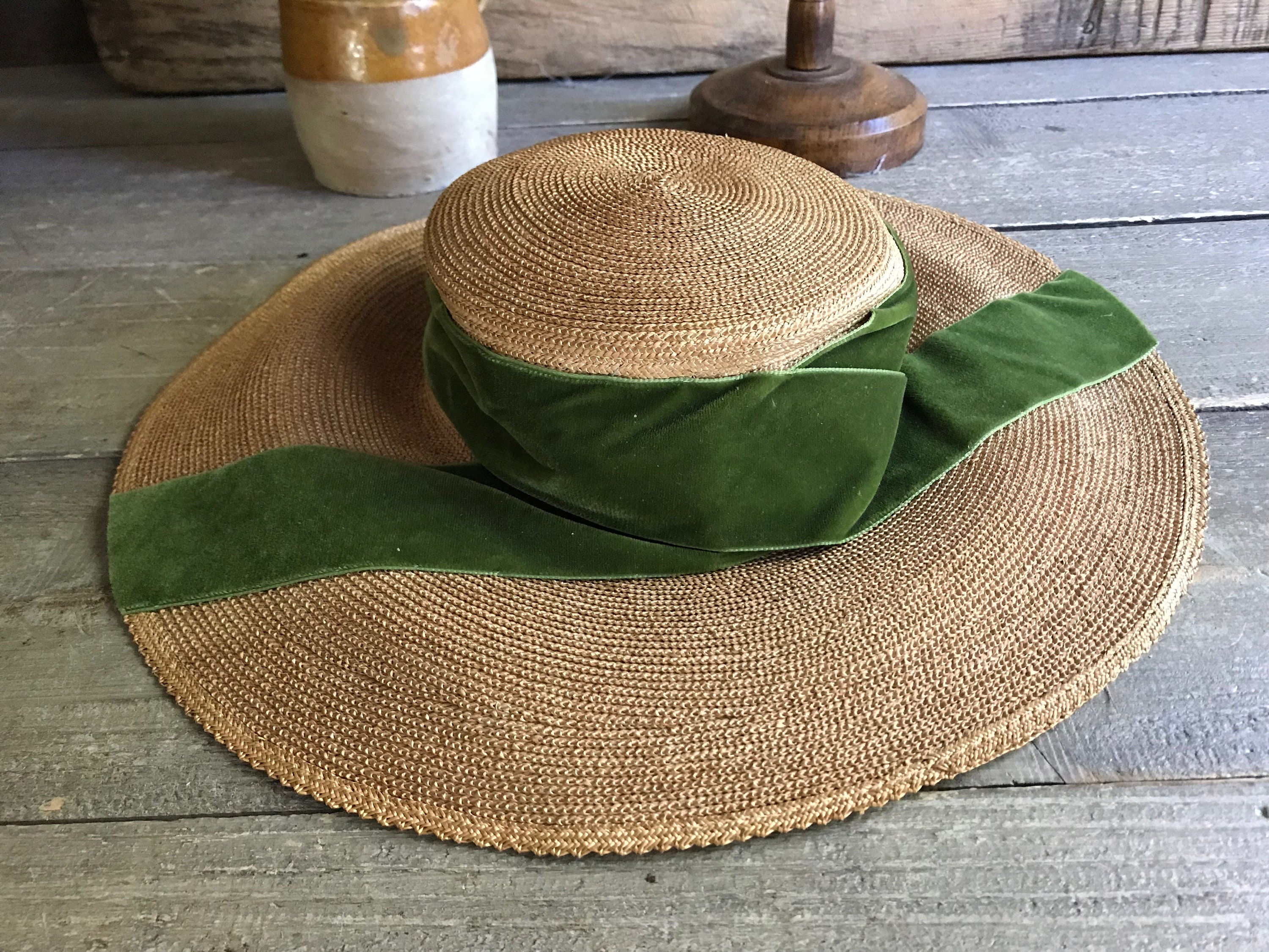 Antique French Straw Hat, Edwardian, Panama Straw Bonnet 