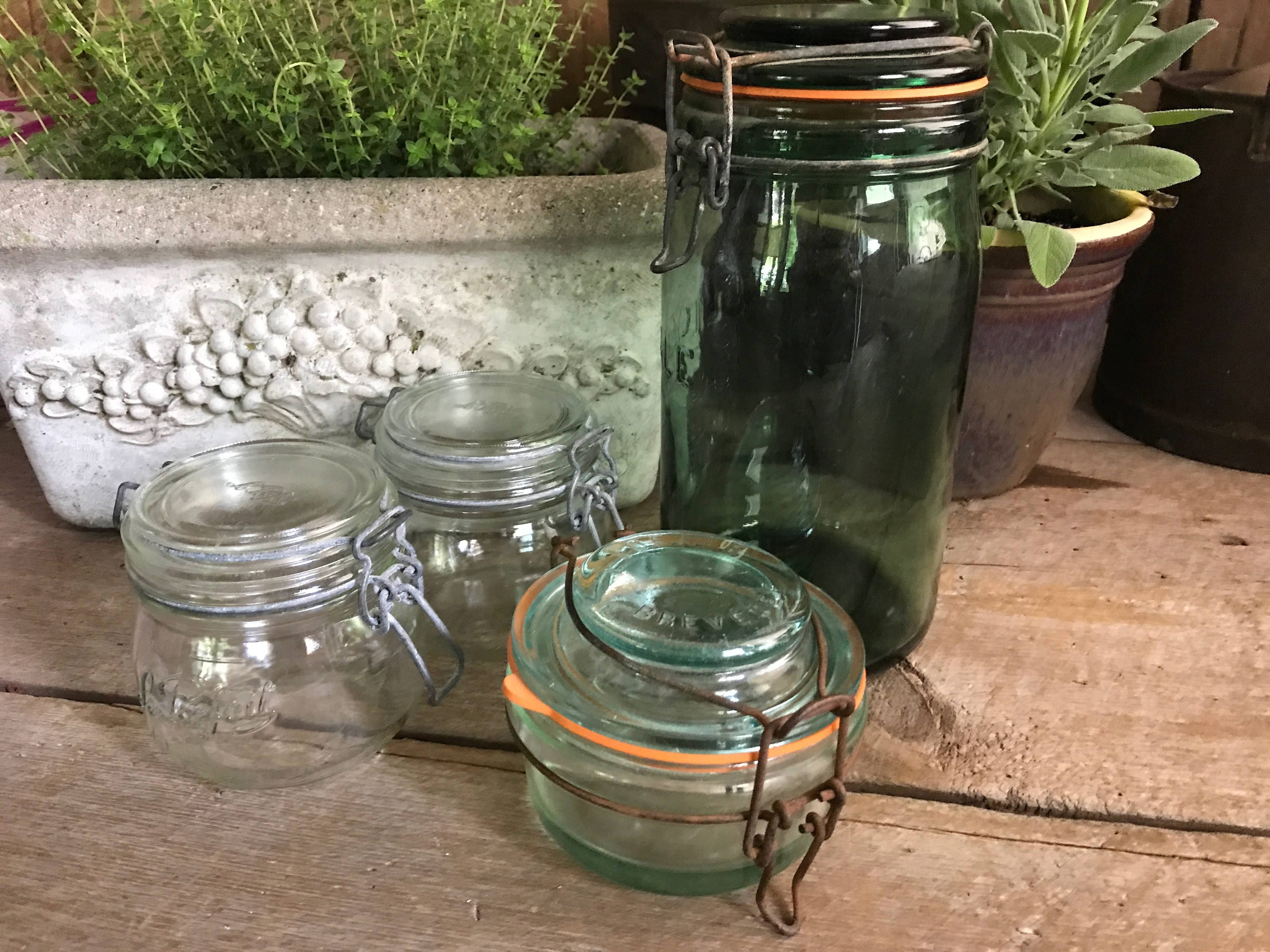 Pair of large glass jars with lids - 1950's – Chez Pluie