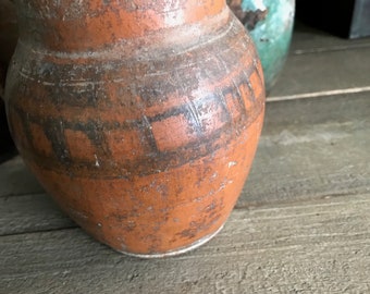 アンティーク陶器の水差し、ピッチャー、花瓶、レッドウェア、民芸品