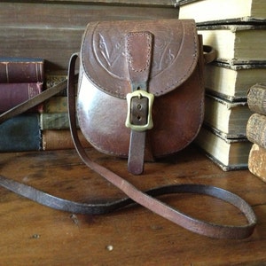 Tooled Leather Saddlebag Handbag Artisan Crafted Chestnut Brown Tooled ...