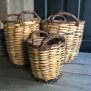 Rustic Farmhouse Basket Set, Nesting Storage Baskets, French Farmhouse, Farm Table, Farmstead, Graduating Set of 3, Damages image 1