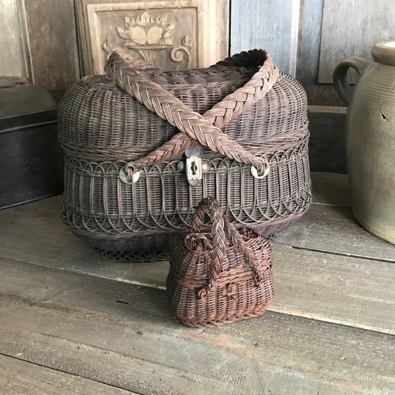 French Tiny Panier de Ferme, Miniature Basket, Na… - image 4