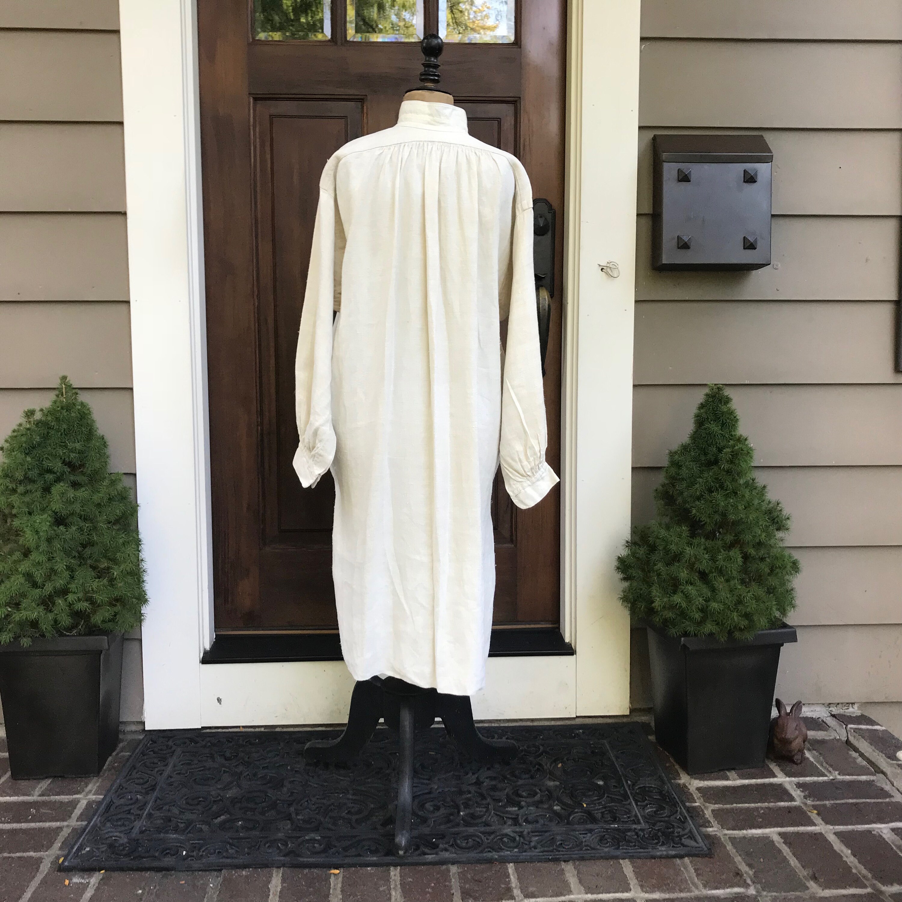 19th C French Chemise, Hemp, Linen Collar, Smock, Chore Wear