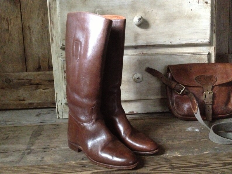 Brown Leather Riding Boots Antique English Leather Etsy