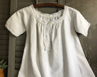French Linen Smock, Nightdress, Chemise, Nightgown, Fine Linen, Lace, Handsewn Embroidery, Monogram, Nightdress, French Farmhouse