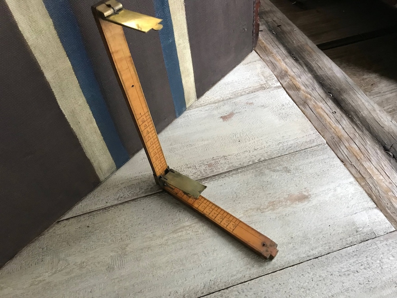 Old Foot Ruler Antique FB Cox Boxwood Brass Ruler, Shoe Size Ruler, Antique Folding ...