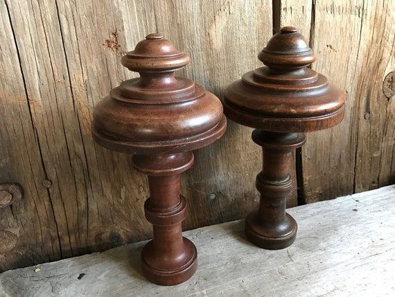 French Wood Finial Post Large 7 Inch Turned Wood Newel Etsy