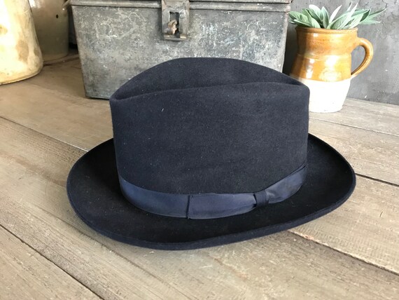 Paris 1910s Black Fedora Hat, Homburg, Gentlemans… - image 8