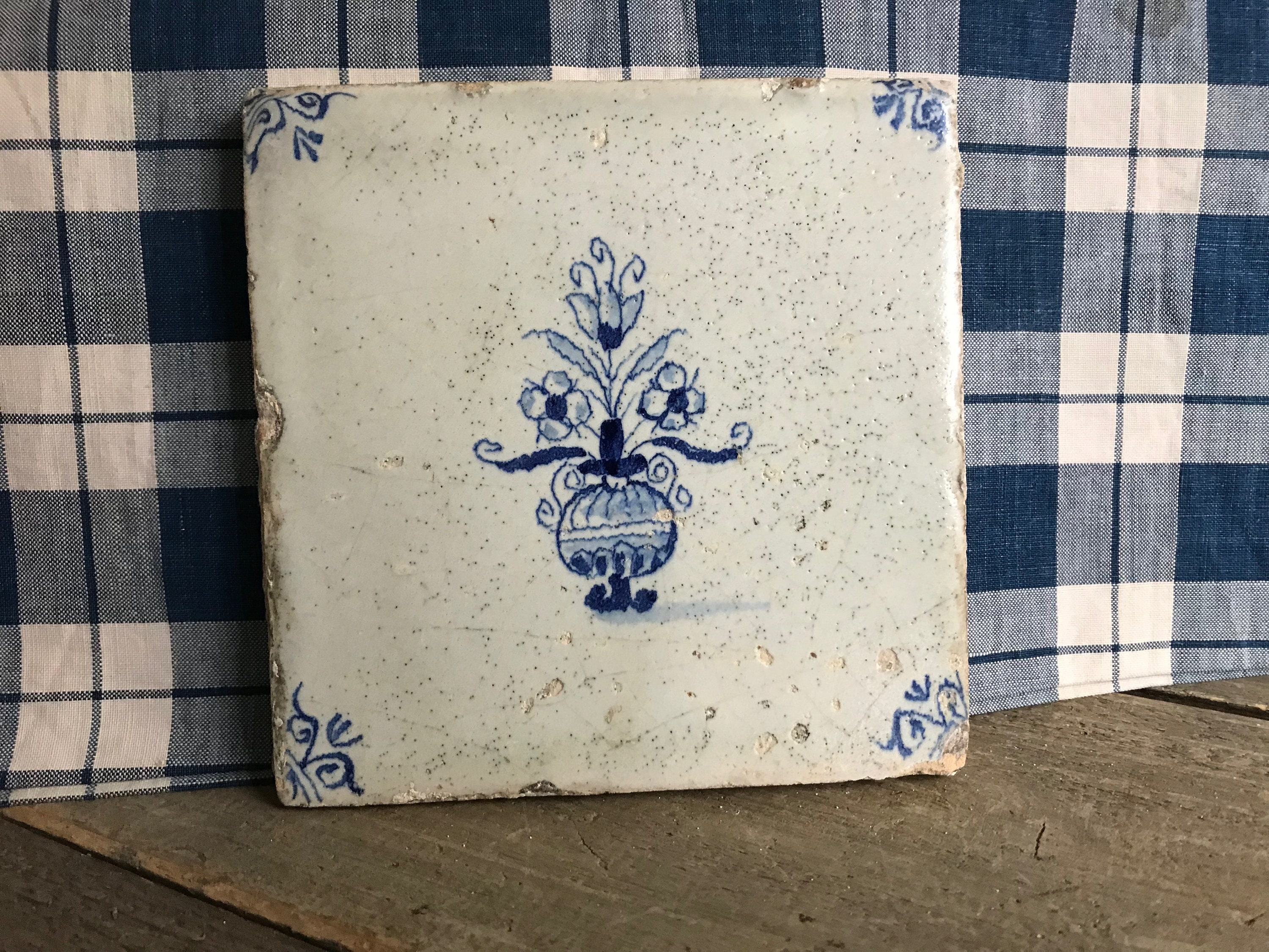 18a C Azulejo holandés de Delft Maceta Pintado a mano Azul | Etsy