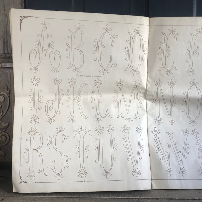 1900s French Embroidery Pattern Booklet, Heirloom Sheets, Alphabet Monogram Pattern and Designs, French Farmhouse image 2