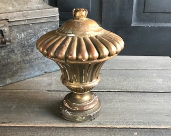 19th C French Gilded Finial, Large Gesso Wood Finial Mount, Antique, Architectural, Chateau Decor