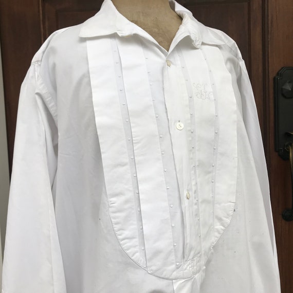 French Mens Dress Shirt, Chemise, Embroidery Work… - image 2