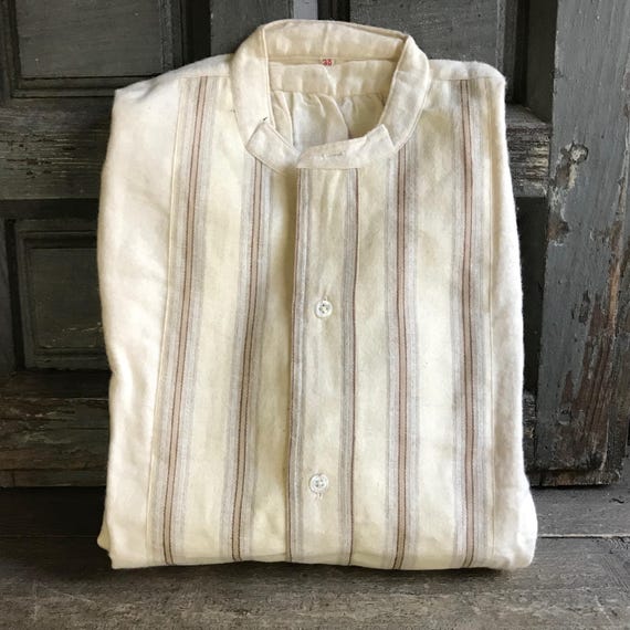 French Striped Shirt, Brushed Cotton Chemise, Nig… - image 4