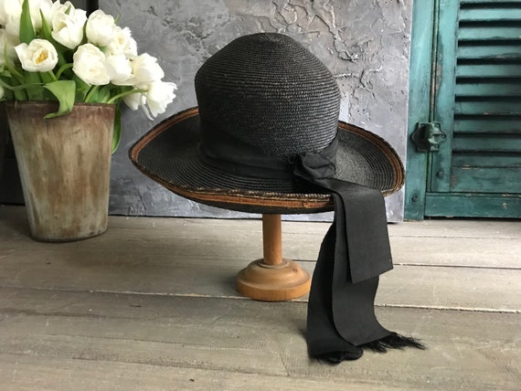 Edwardian Straw Hat Antique Downtown Abbey Style