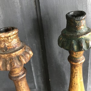 19th C French Gilded Candlesticks, Carved Wood, Antique, Architectural, Classic, Pair zdjęcie 6