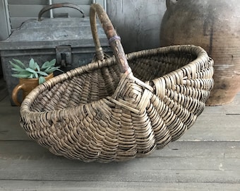 1 Rustic Harvest Basket, Flower Gathering, Gardening, Market, Foraging, European Farmhouse