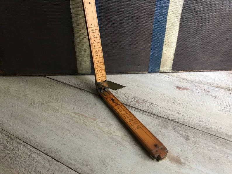 Old Foot Ruler Antique FB Cox Boxwood Brass Ruler, Shoe Size Ruler, Antique Folding ...