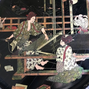 Antikes Chinoiserie japanisches Tablett, Pappmaché-Serviertablett, Barware-Dekor, 19. Bild 6