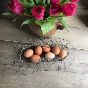 French Wire Egg Basket, Saladier, Folding Design, French Farmhouse Decor, Storage Basket