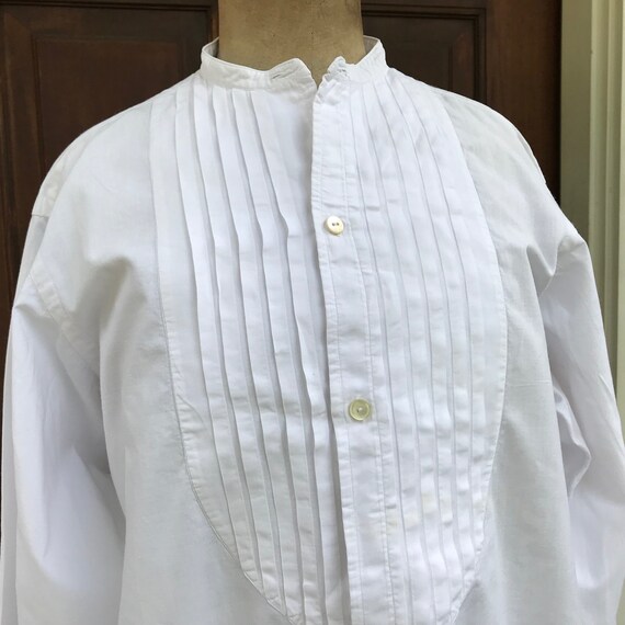 Antique French Gents Dress Shirt, White Cotton, E… - image 2