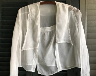 Antique Blouse, White Cotton Batiste, ca 1910s, Period Clothing