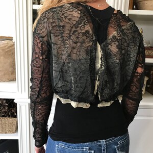 Antique Black Lace Blouse, Bodice, Victorian Era Lace Blouse, Midriff Blouse image 10