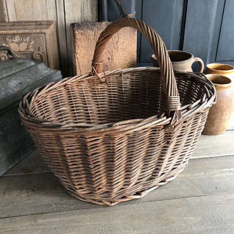 French Market Basket, Harvest, Shopping, Garden, Carry Handle, Farm Table, French Farmhouse image 6