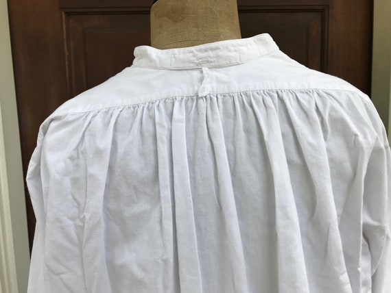 Antique French Gents Dress Shirt, White Cotton, E… - image 9