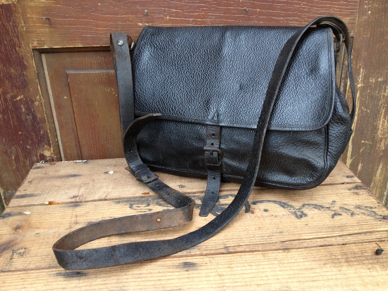 French Leather Engineer Case Bag Messenger Telegraph Railway Tool Satchel
