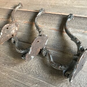 1 French Cast Iron Coat Hook, Wall Hook, Rustic Gray Paint, French Farmhouse, Sold by Each image 5