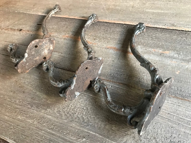 1 French Cast Iron Coat Hook, Wall Hook, Rustic Gray Paint, French Farmhouse, Sold by Each image 5