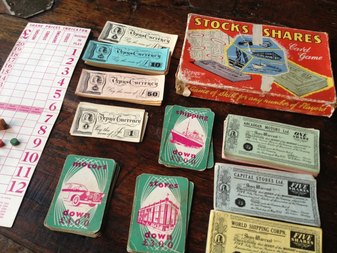 1960 Stocks and Shares Card Game Great Britain Pepys Series Etsy