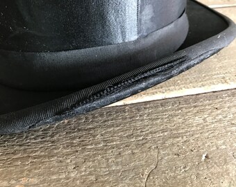 French Black Silk Top Hat, Original Box, Collapsible, Top Hat