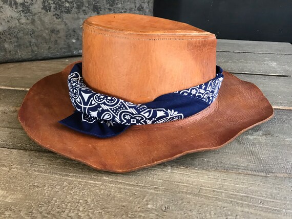 Rustic Leather Hat, Southwestern Cowboy Rancher H… - image 3