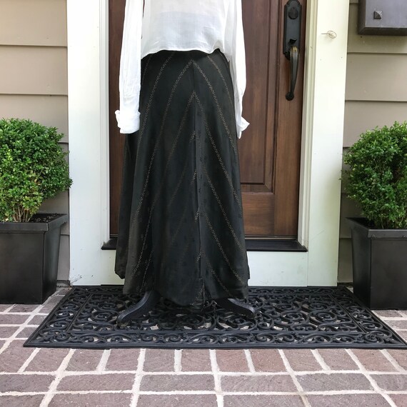 Antique French Black Wool Skirt, Peasant Country … - image 4