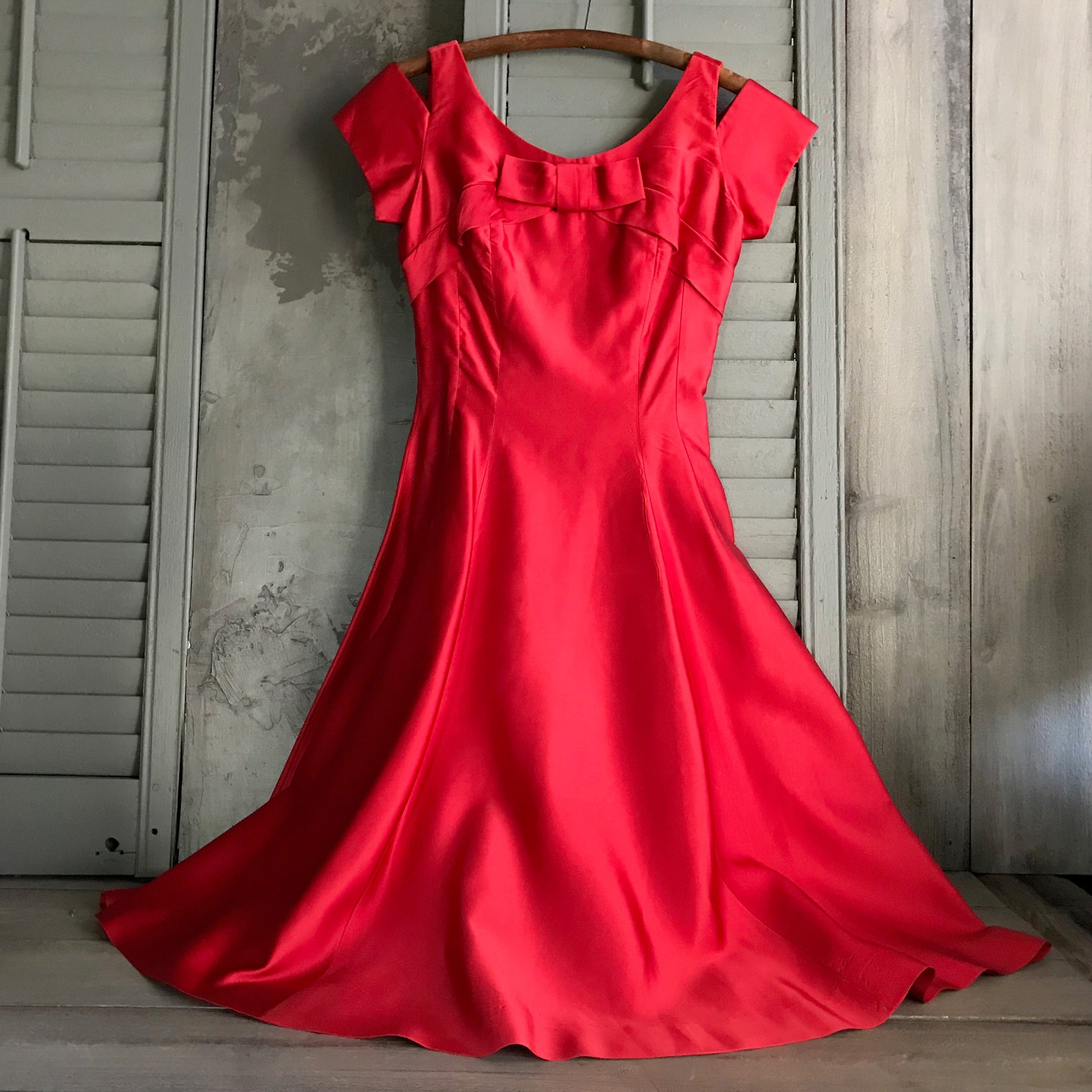 1950s Red Satin Formal Dress Jr Theme New York Mid Century - Etsy