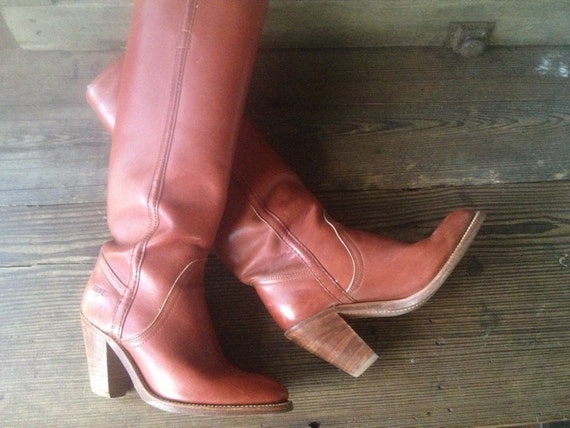Frye Leather Riding Boots Knee High Campus Rust B… - image 3