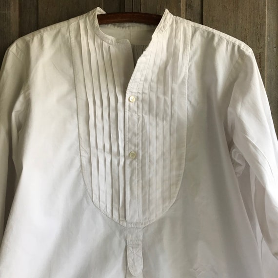 Antique French Gents Dress Shirt, White Cotton, E… - image 10