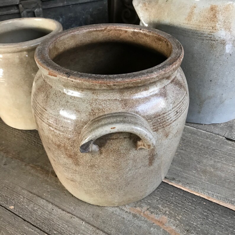 French Gris Confit Jar, Gray Stoneware Crock Pot, Artist, Flower Vase, Farm Table, French Farmhouse Cuisine image 6