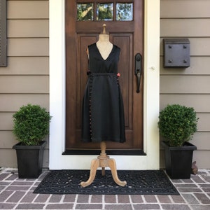 1920s Black Satin Sleeveless Dress, Flapper, Deco, Evening Dress, Formal, Period Clothing image 2