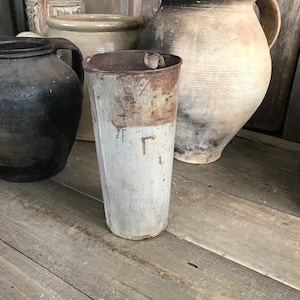Rustic Zinc Sap Bucket, Galvanized Garden Floral Vase, Farmhouse Garden Decor, KH image 3